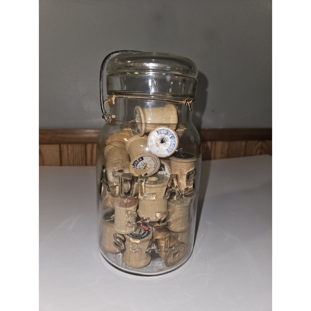 Vintage Atlas E-Z Seal Quart Size Glass Jar with Wire Closure Lid